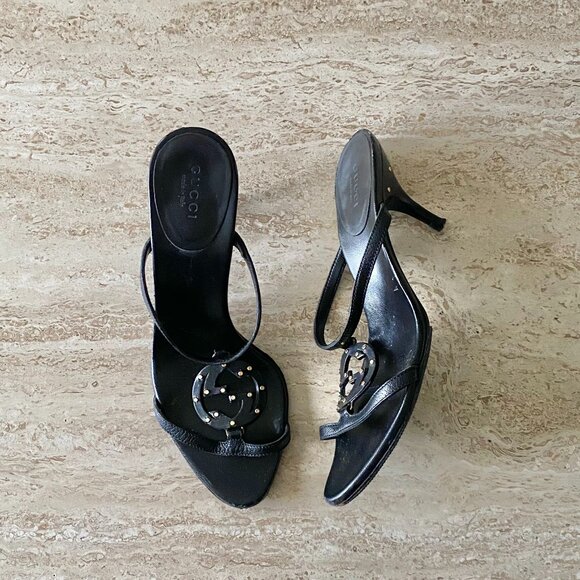 Vintage Gucci Stud GG Sandal Heels - Picture 2 of 7